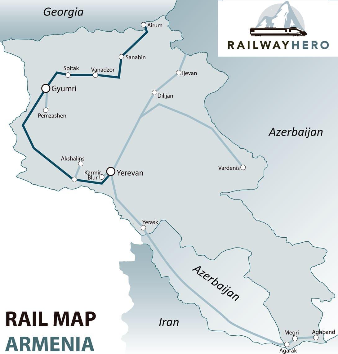 Armenia rail map