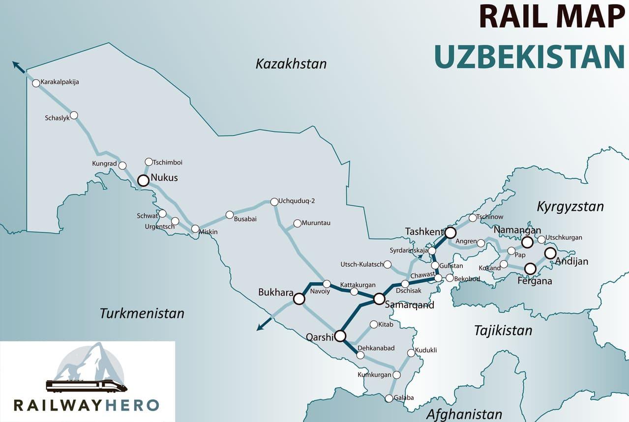 Uzbekistan rail map 1